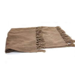 Pled Narzuta Obrus BOHO z frędzlami 160cm x 130cm Brązowy Szary